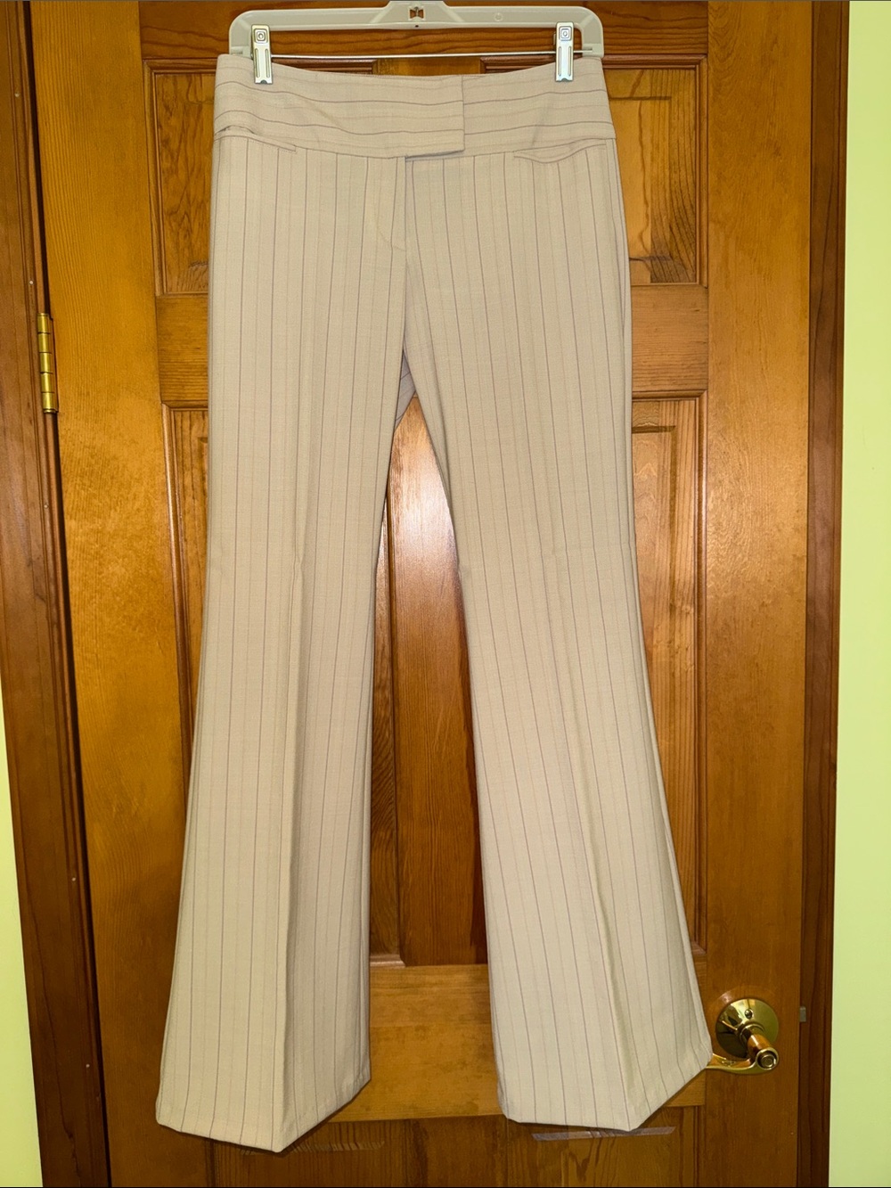 Express Cream Pinstripe Boot-Cut Dress Pants
